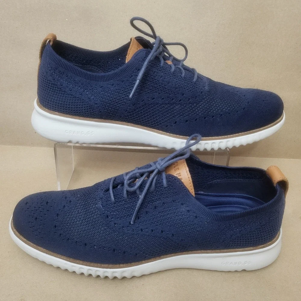 Cole Haan 2 Zerogrand (Sz 12 M) Stitchlite Blue Mens Knit Grand OS Wingtip